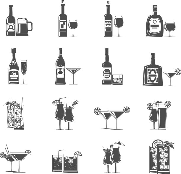 黑色鸡尾酒图标图片下载