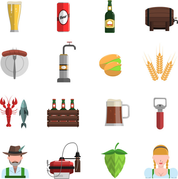 啤酒图标套装图片下载