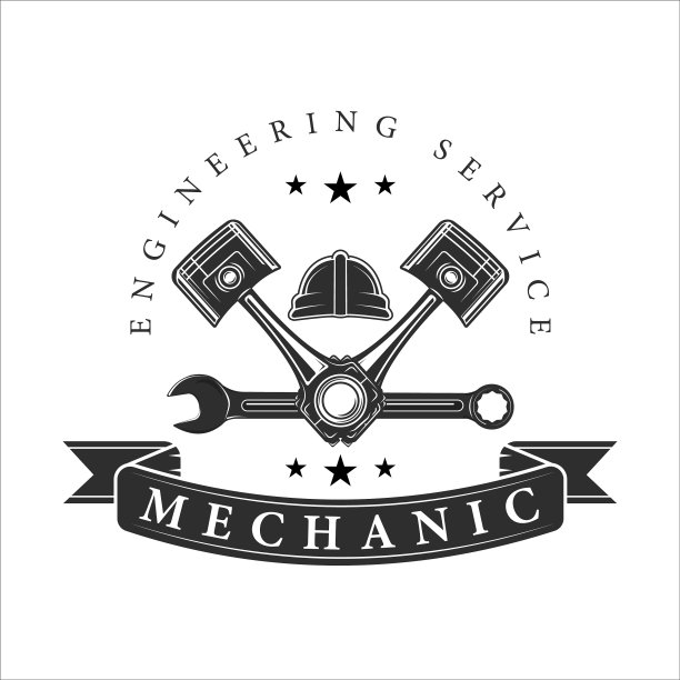 机械或活塞标志复古模板图标图片下载