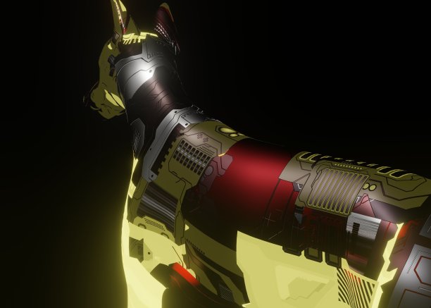 3d渲染插图的未来机械狗在一个黑暗的背景图片下载