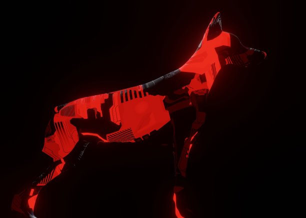 3d渲染插图的未来机械狗在一个黑暗的背景图片下载