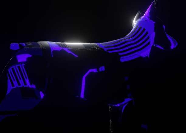 3d渲染插图的未来机械狗在一个黑暗的背景图片下载