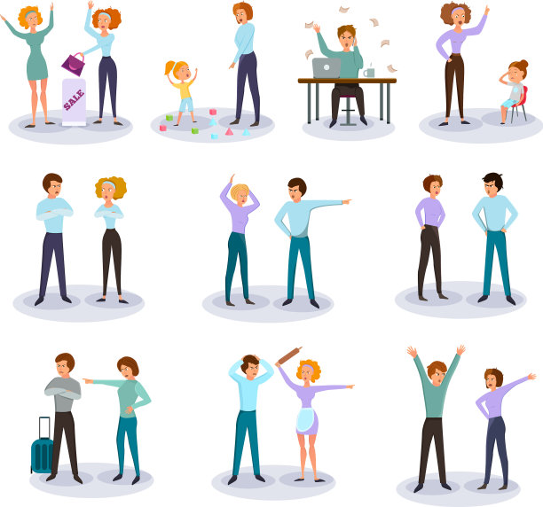 愤怒的人物卡通图标设置图片下载