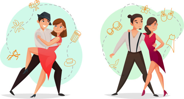 双人舞蹈模板2套图片下载