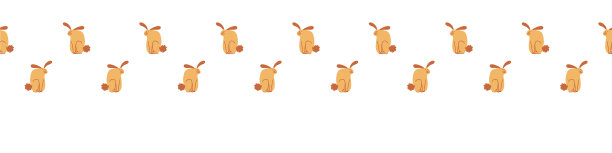 无缝卡通宠物兔子涂鸦边界图片下载