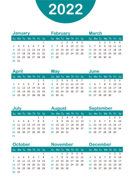 垂直蓝色口袋日历2022年图片下载