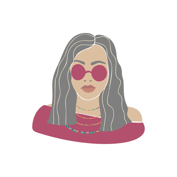 时尚女孩的帽子眼镜画了很棒的设计图片下载