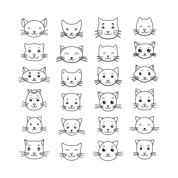 可爱的卡通猫涂鸦集有趣的图标图片下载