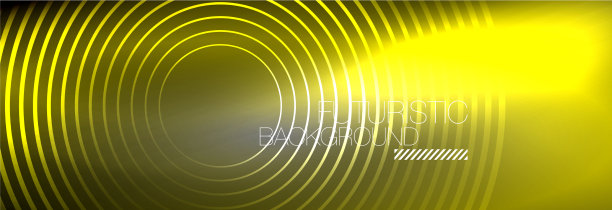 暗抽象背景与发光的霓虹灯圈图片下载