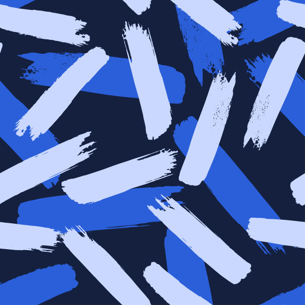 无缝模式与蓝色笔刷笔触深蓝色的背景。为纺织品，背景，运动服装，包装纸，网站和墙纸的矢量设计。时尚插画无缝图案。图片下载