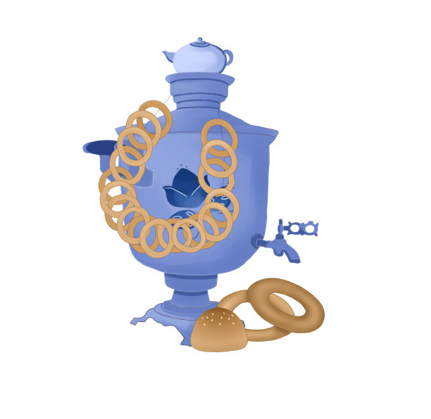 俄罗斯茶壶饮茶装置插图厨房角落茶壶与图案图片下载