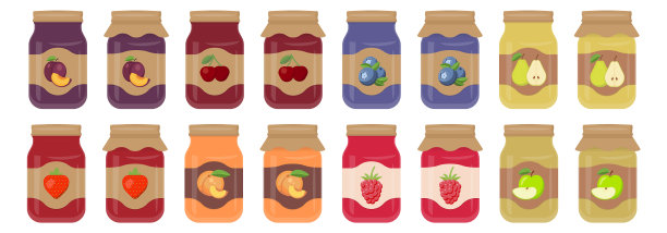 有果酱标签的玻璃瓶图片下载