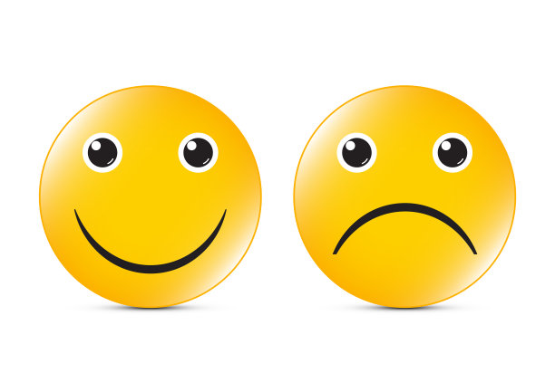 快乐和悲伤的脸按钮矢量插图图片下载