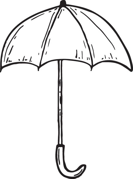 雨伞手绘矢量涂鸦插图。卡通伞。孤立在白色背景上。手绘简单元素图片下载