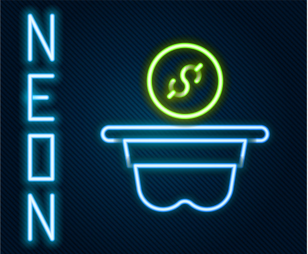 发光的霓虹灯线捐款图标孤立上图片下载