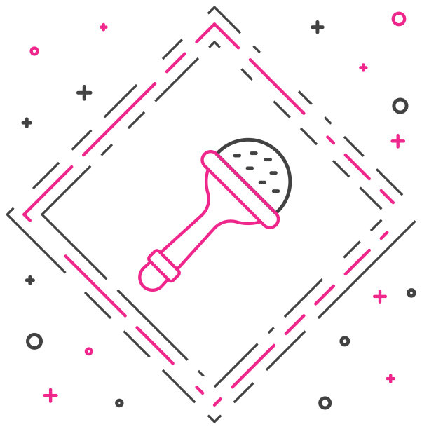 线拨浪鼓婴儿玩具图标隔离在白色图片下载