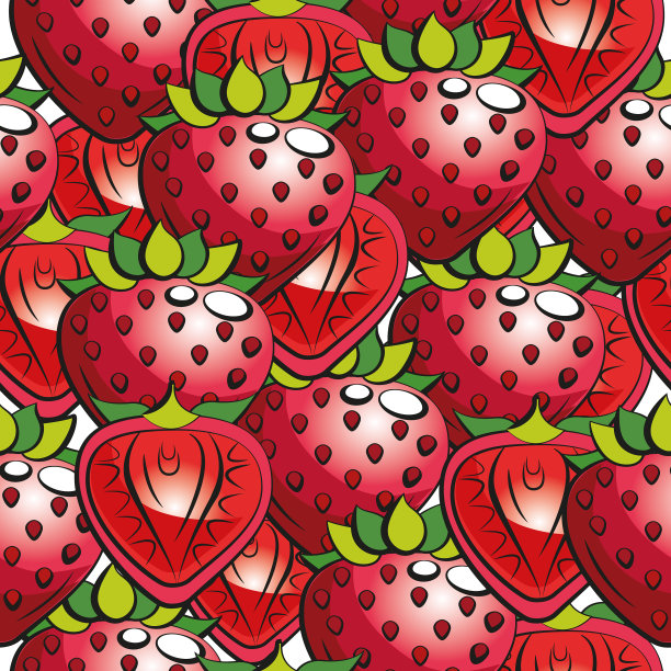彩色无缝图案新鲜草莓图片下载