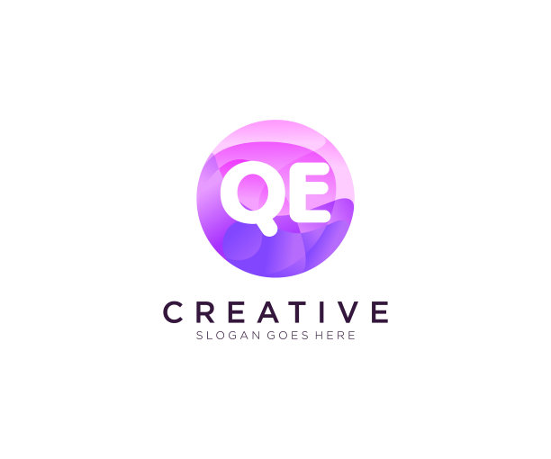 Qe的初始标志与彩色圆形模板图片下载