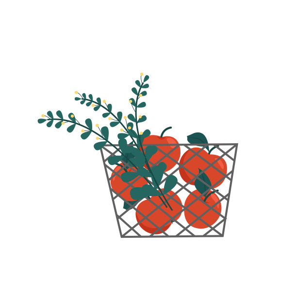 秋天，红苹果和金属篮子里的花图片下载
