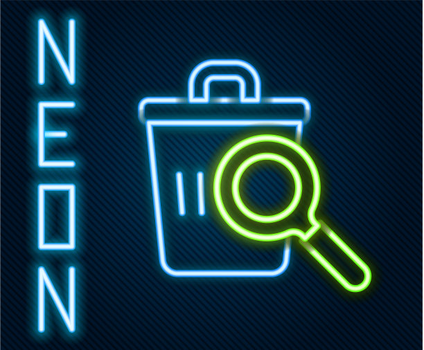 发光的霓虹灯在垃圾桶里搜寻食物图片下载