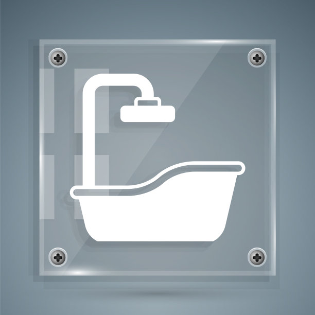 白色浴缸图标隔离在灰色背景图片下载
