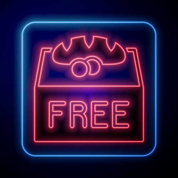 发光的霓虹灯捐赠食物图标孤立在黑色图片下载