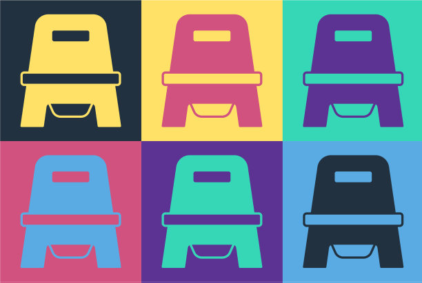 流行艺术婴儿厕所图标孤立的颜色图片下载