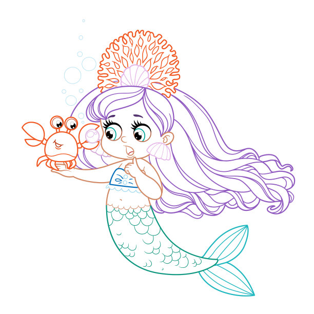 卡通里的螃蟹露出了一颗大珍珠来可爱的小图片下载