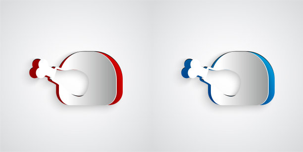 剪纸烤火鸡或鸡图标孤立图片下载