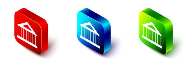 等距银行大楼图标孤立在白色图片下载