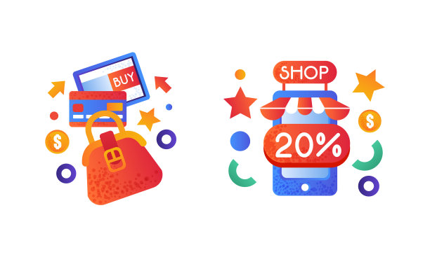 设置网上购物图标，电子商务支付图片下载