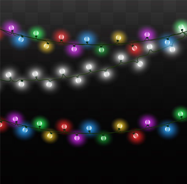 圣诞彩灯把圣诞节的花环装饰得闪闪发光图片下载