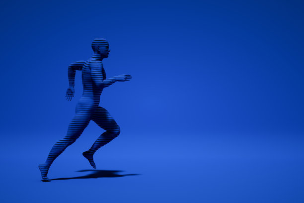 蓝色背景上的3D分层形状电子人图片下载