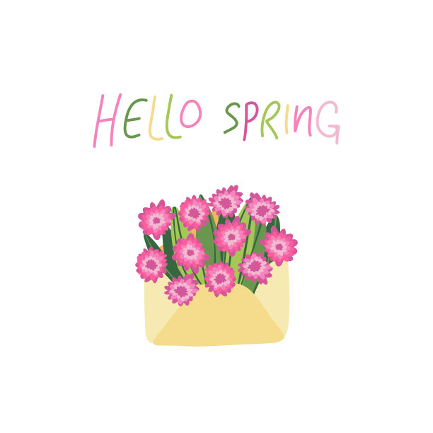 花的涂鸦风格与花和叶子图片下载