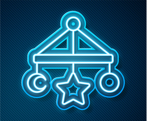 发光的霓虹灯线婴儿床挂玩具图标图片下载