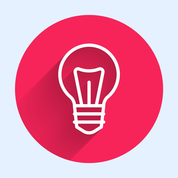 带有概念图标的白线灯泡图片下载