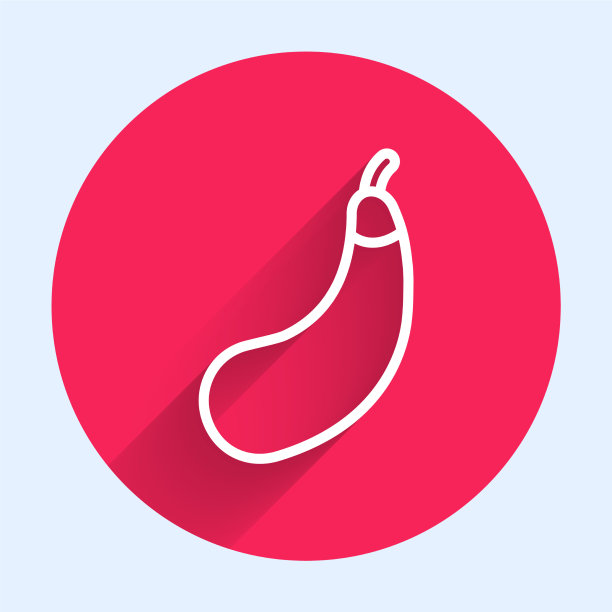 白线茄子图标孤立与长影子图片下载