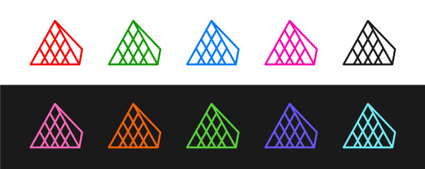 设线卢浮宫玻璃金字塔图标孤立上图片下载