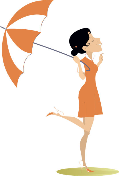 拿着伞微笑的年轻女子图片下载