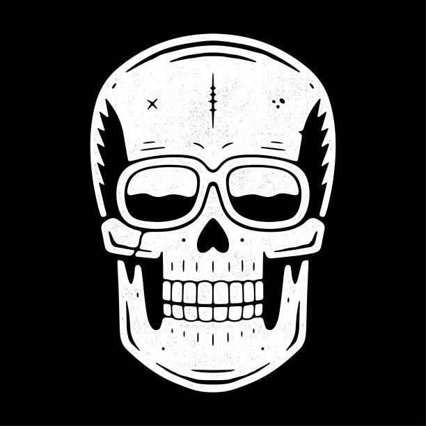 有趣的雕刻头骨现代标志图片下载