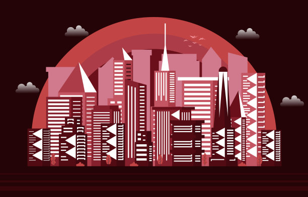 夜月现代都市摩天大楼图片下载