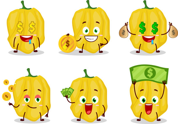 带有可爱表情的黄色哈瓦那能带来钱图片下载