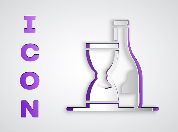 纸割瓶酒图标孤立在灰色图片下载