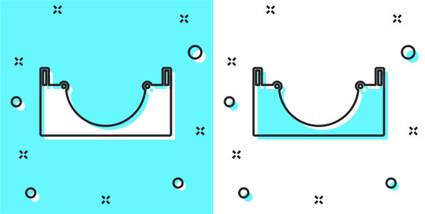 黑线溜冰公园图标孤立在绿色和图片下载