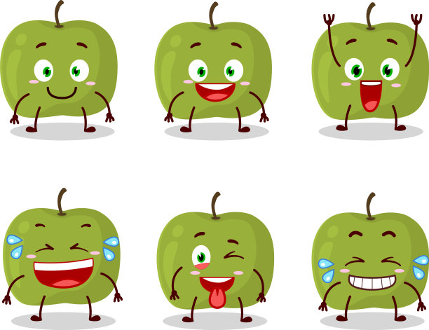 卡通人物绿苹果带着微笑图片下载