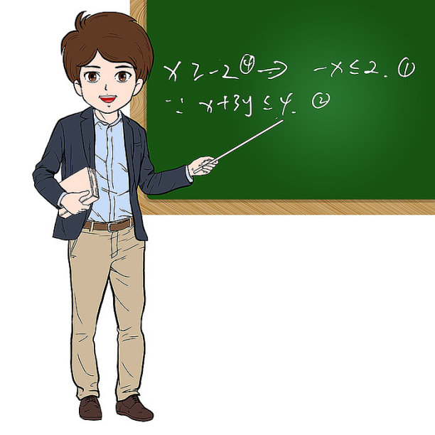 手绘卡通风讲课的老师图片下载