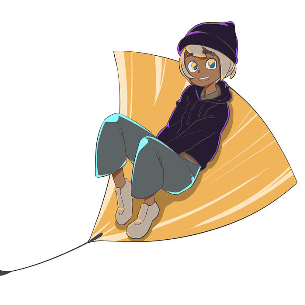 手绘秋天树叶和人物素材图片