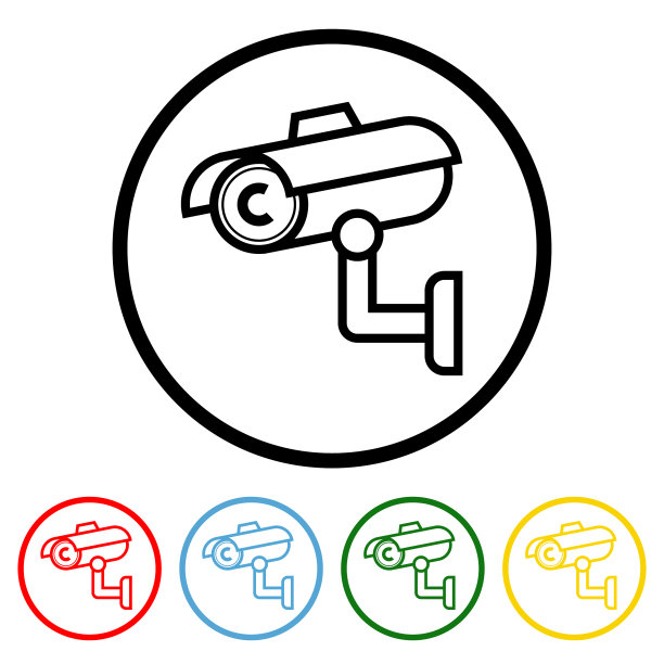 安全摄像头图标与颜色变化图片下载