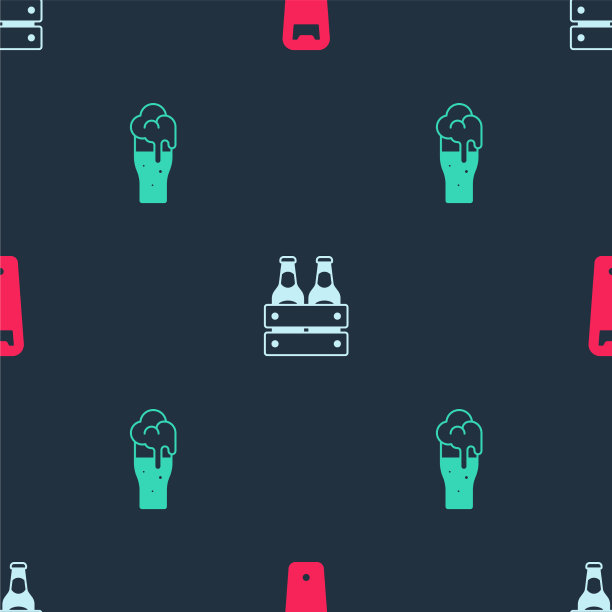 设置开瓶器包装啤酒瓶和玻璃杯图片下载