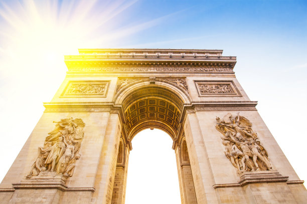 日落时的凯旋门，巴黎图片下载